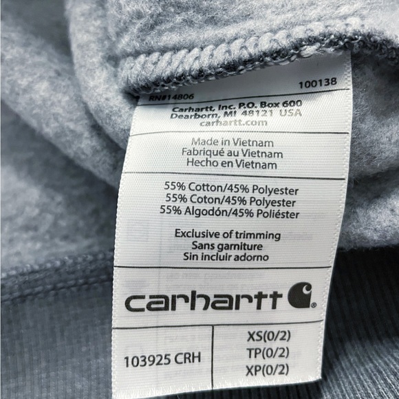 Carhartt Womens XS Clarksburg Sweatshirt Carbon Heather Relaxed Fit Pullover EUC - Picture 9 of 10